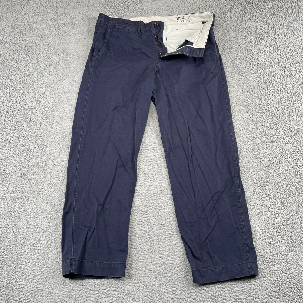 Wallace & Barnes Chino Mens 36x32 Blue Officer's Chino Field Cotton Trousers